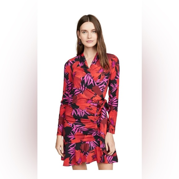 Veronica Beard Lorina Silk Floral Print Red and Pink Women's Dress - Picture 6 of 10